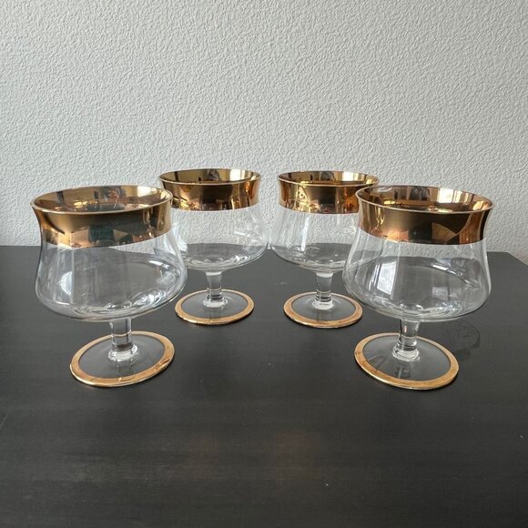 Avitra Gold Band Cocktail Glasses // Set of 4 // Made in Poland - Picture 1 of 6